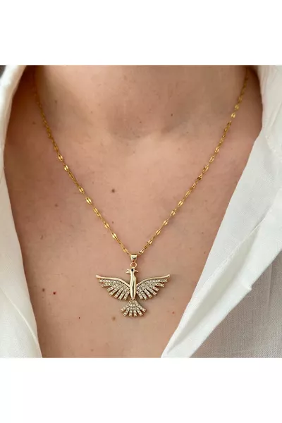 Collana con Fenice in Acciaio e Zircone