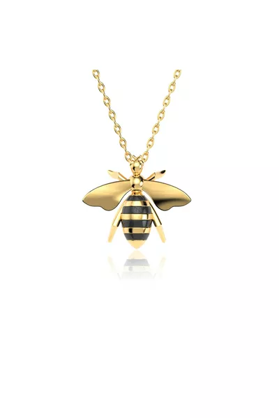 Enamel Bee Gold-Plated Silver Necklace
