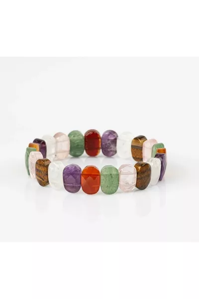 Natural Chakra Bracelet (Amethyst, Rose Quartz, Agate, Tiger Eye, Aventurine, Crystal Quartz, Lapis)