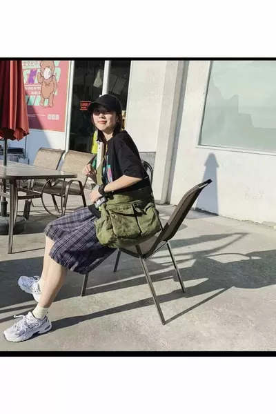 Kargo Cepli Postacı Çanta Unisex Haki Yeşil Iç Hacmi Geniş Sokak Tarzı Postacı