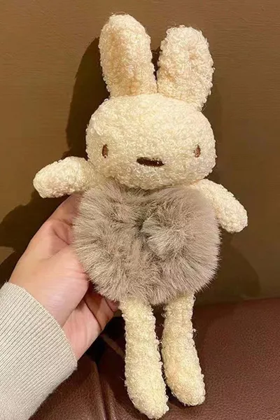 Плюшено зайче Bunny с козина и твърда лента