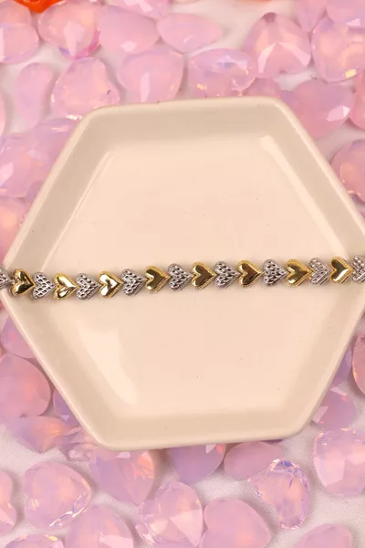 Браслет Ariva с сердцем и цветными камнями, VIP серия, сталь