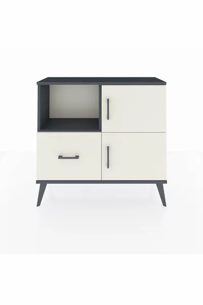 خزانة أرجيس مع رفين، ودُرج مفرد، وبابين بلون أنثراسيت-حجر رملي