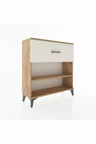 Comò Arges con un ripiano e un cassetto in Pino-Pietra di Luna