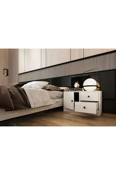 خزانة جانبية بيضاء مع أدراج ورف cm -ç