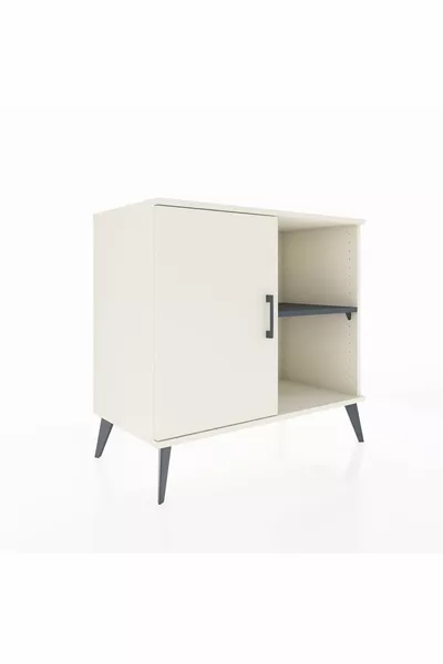 خزانة هايبرون بدرجين ورف واحد بباب واحد لون حجر القمر/رصاصي