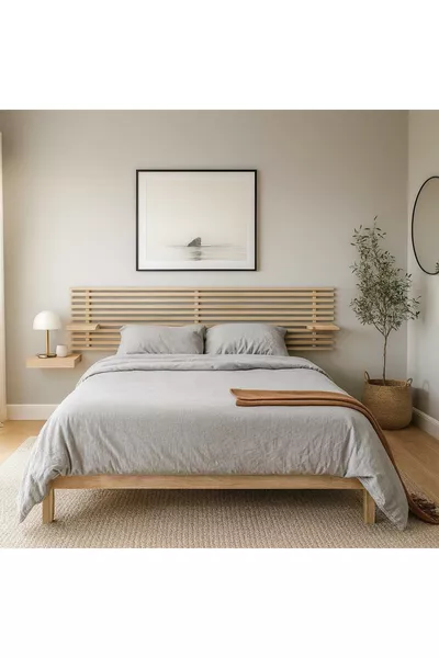 cm Holz Kopfteil mit 2 Regalen cm x cm Naturkiefer