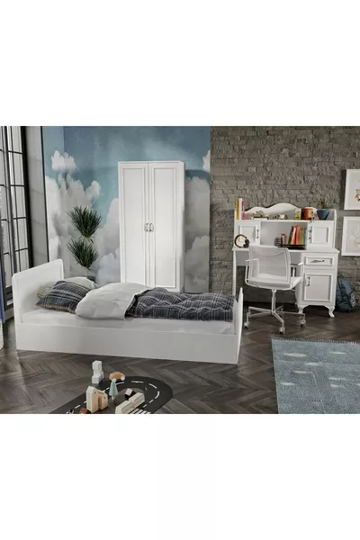 Snow Country Style Children's Room Set - 4 Pieces and Made Entirely of First-Quality MDF