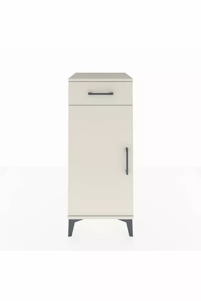 Hyperion Nightstand Single Shelf Single Drawer Single Door Moonstone-Moonstone