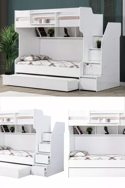 Bunk Bed, Brave Bunk Bed with Little Cub - White