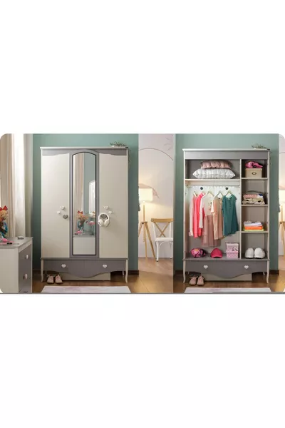 غرفة الأطفال جولييت (خزانة بثلاث أبواب + مونتيسوري + كومودينو)