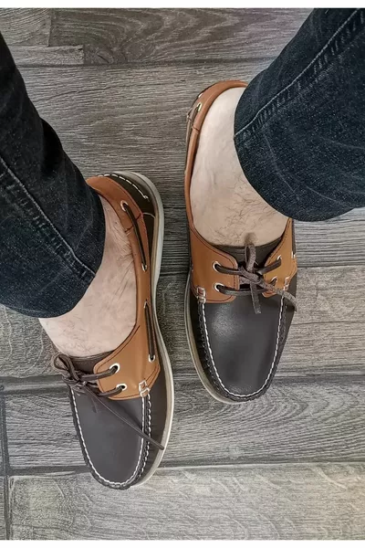 Thermo Sole Chaussures décontractées à lacets en cuir véritable pour hommes