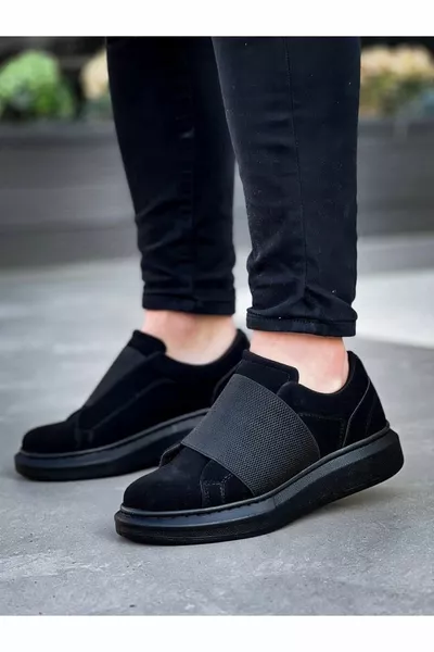  Kuback Zwart Suède Zwarte Zool Elastische Casual Herenschoenen