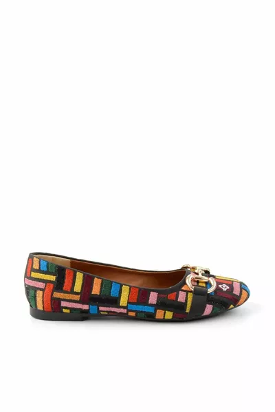 Black Embroidered Women's Loafer Shoes 