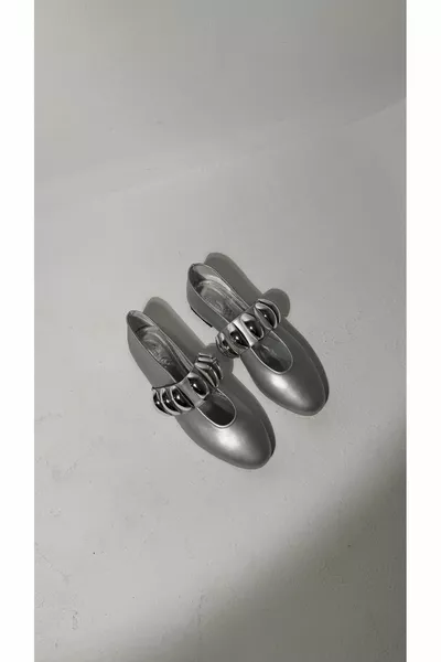 Gia Zilver Zilveren Gesp Ballerina's