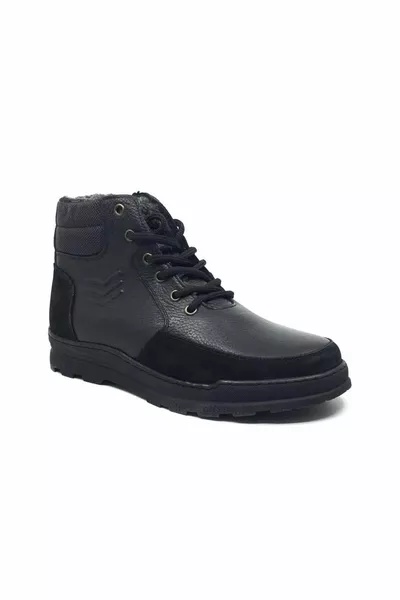 Triple % Genuine Leather Men's Casual Comfortable Inlay Fur Winter Boots