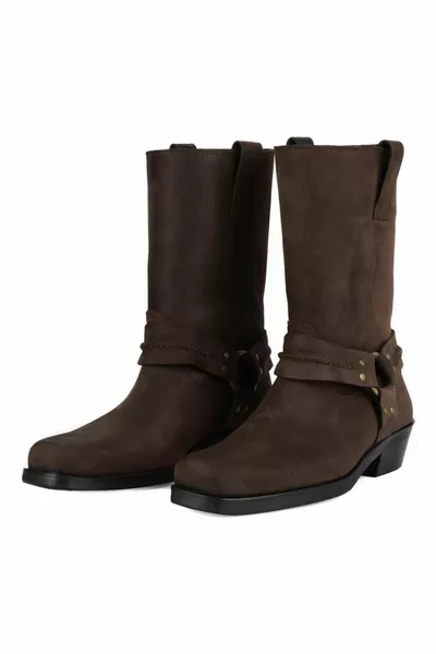 Bruine laarzen met stompe neus voor heren