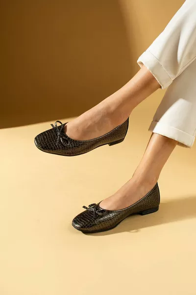 Женские балетки платиновый крокодиловый бант легкая повседневная подошва стильная повседневная обувь