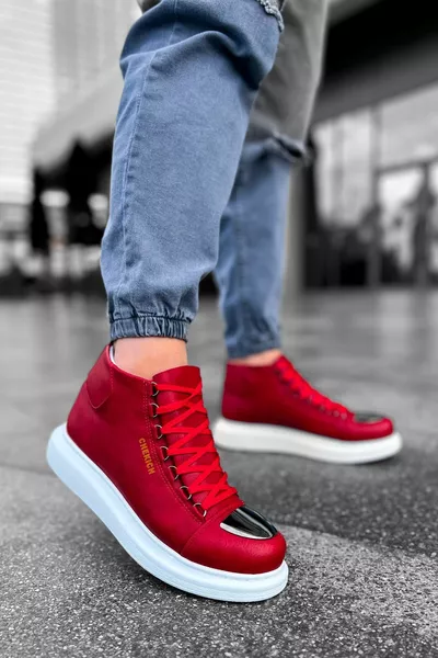  Roma Mirror Шнуровка Ортопедическая подошва Повседневная кожа Мужские Спортивные Почтовые Ботинки CBT Красный