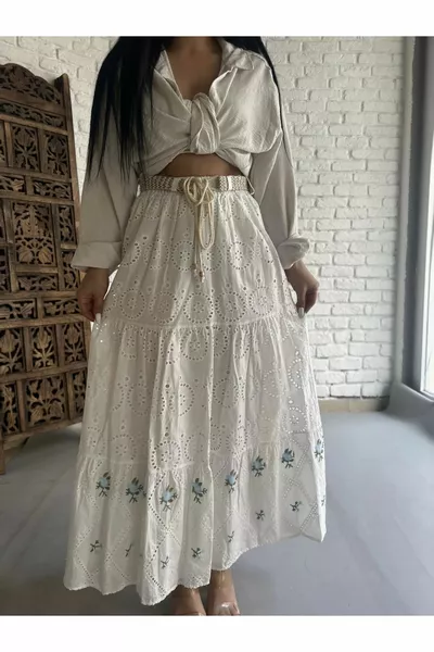 المرأة اصطف التطريز مطرزة تنورة فيستو