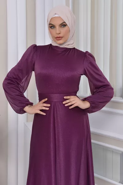 بريق تول الحجاب فساتين السهرة