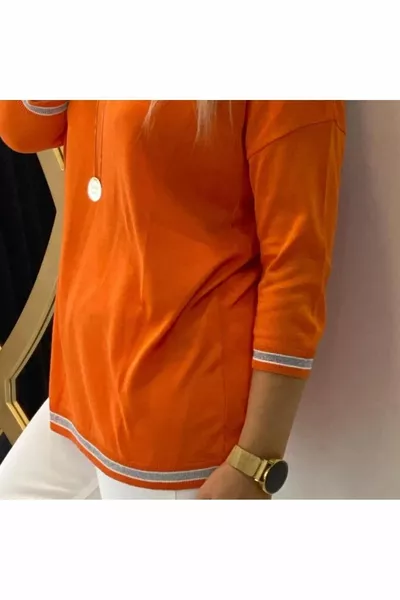 المرأة البرتقالي الأكمام تنحنح نهاية فضي الفقراء الأكمام سترة رقيقة