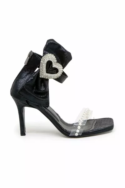 Fliege Heart Detailed Stiletto Schwarz