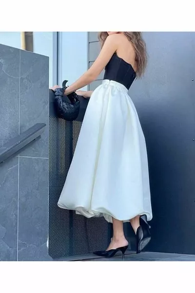 Palloncino Lungo Bianco Sporco Raso Matrimonio Fidanzamento Gonna Da Sposa Maxi Ragazzo Palloncino Gonna In Raso