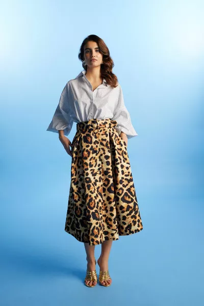 Юбка Mert Aslan с леопардовым принтом и пуговицами спереди