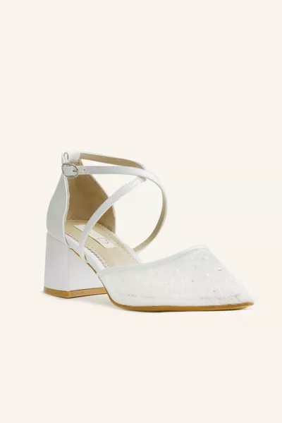 Перламутровые кружевные свадебные туфли принцессы