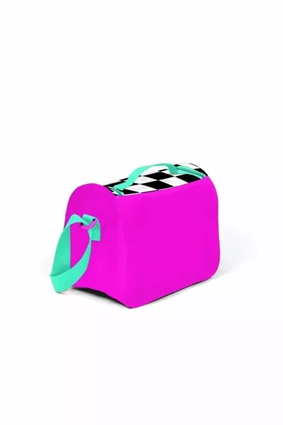 Boîte à lunch thermique à carreaux hauts corail rose noir blanc pour fille