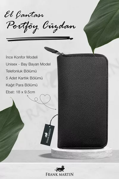 محاصر حجرة الهاتف حامل بطاقة للجنسين حامل الهاتف الجلود محفظة طويلة محفظة سوداء