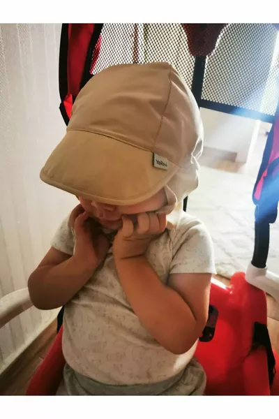 Beige, Flap Legionnaire, Neck Protection, Neck Tie, Elasticated Adjustment Buckle, Children's Baby Sun Hat