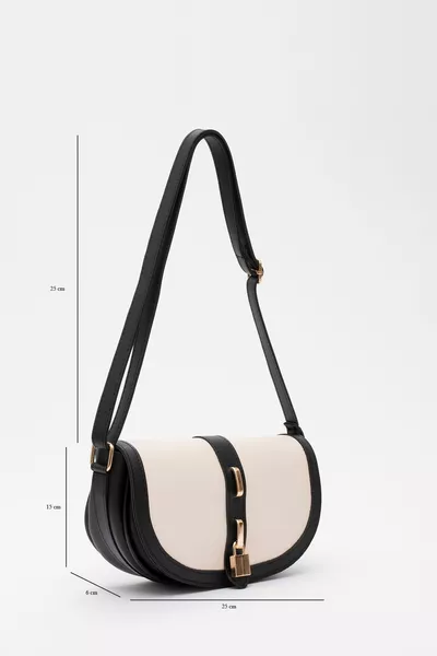 Black-cream  Сумка на кнопках с одним отделением и замком L: E: G:6