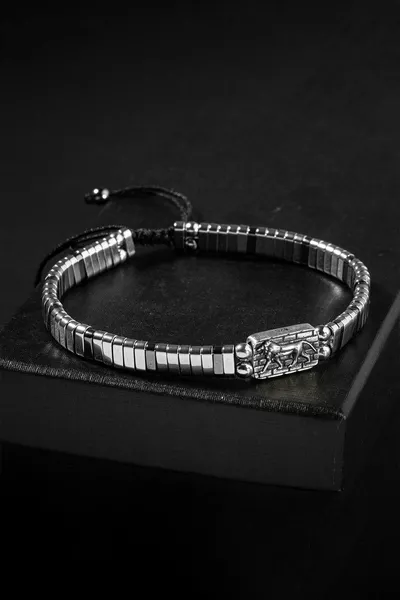 СЕРТИФИЦИРАНА ГРИВНА ОТ ЕСТЕСТВЕН КАМЪК ЗА ПЛЕТЕНЕ  СТЕРЛИНГОВО СРЕБРО (СЪС СИМВОЛ НА ЛЪВ)