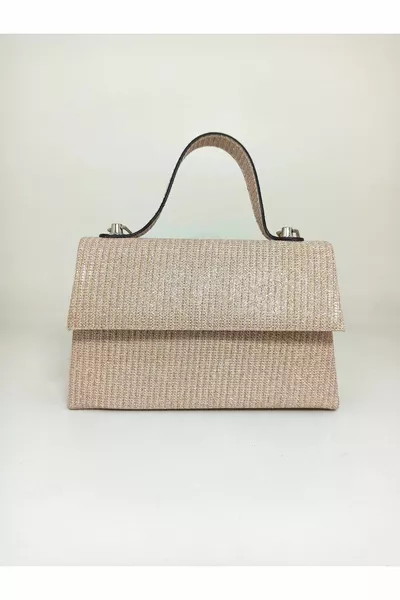 Kadın Pudra Simli Abiye Çanta