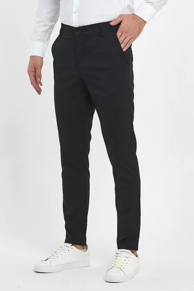 Pantaloni Slim Fit Lino Nero Uomo