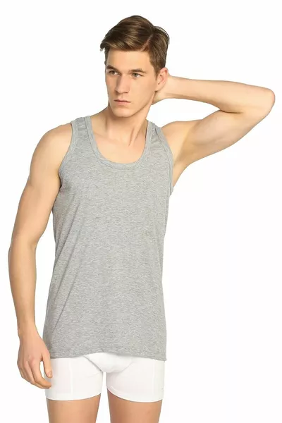 Grijze katoenen tanktop voor heren 4 stuks