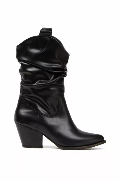 طوكيو أسود مستورد جلد مجمعة أحذية دالاس القصيرة