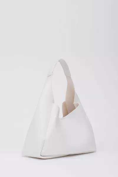 أبيض  فو الجلود سستة ماكياج حقيبة مع إغلاق المفاجئة حقيبة اليد والكتف E:  L:  W:  سم