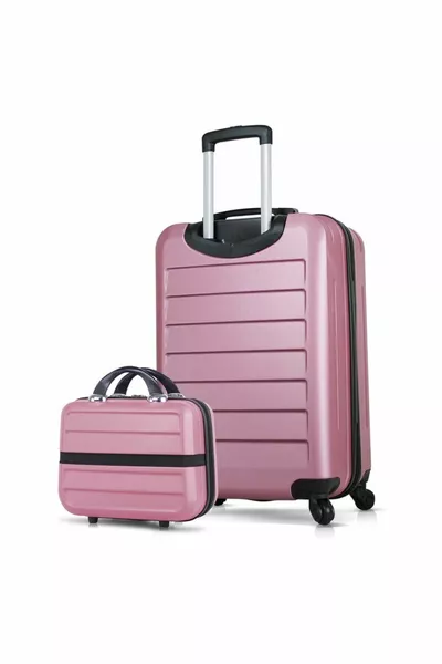 Rubino Abs Medium E Trucco Formato Oro Rosa 2 Pezzi Set Valigia