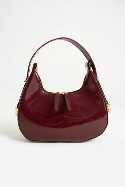 Женская лакированная кожа багет вишня сумка на молнии ремешок с подробным рукавом