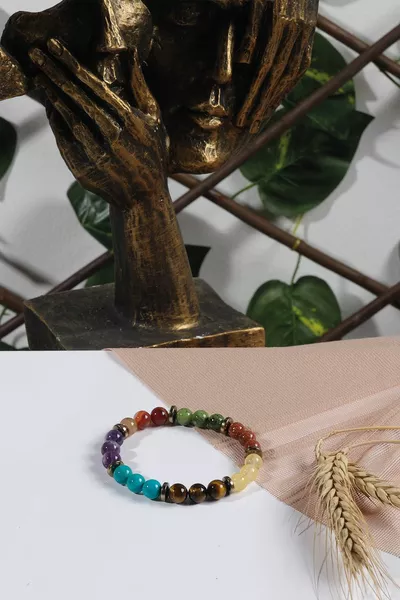 Zertifizierter Naturstein Frauen Männer Chakra Armband Türkis Jade Achat Citrin 8mm Armband