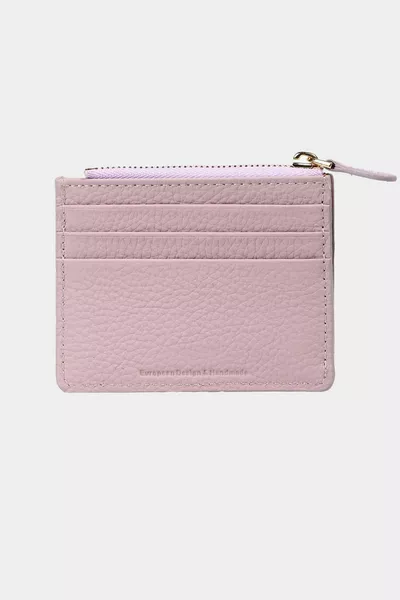  Porte-monnaie en cuir véritable Zippé Femmes Hommes Portefeuille Porte-carte Lilas