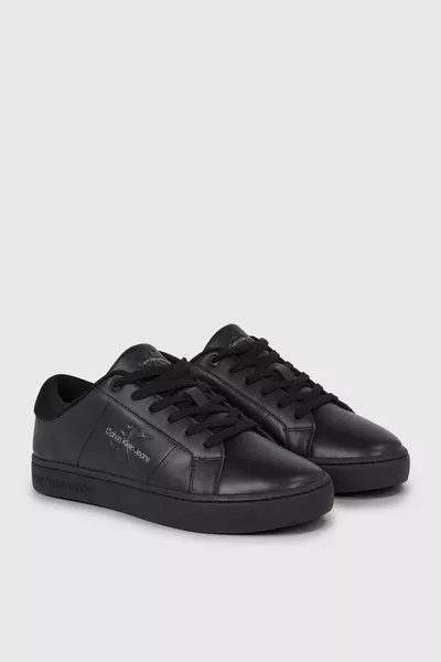 Erkek Marka Logolu Bağcıklı Kaydırmaz Tabanlı Günlük Siyah Sneaker -0GT