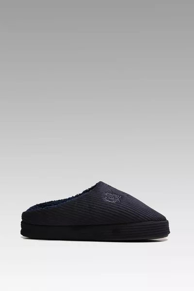 Pantofole da casa in velluto blu navy da uomo 3cm 