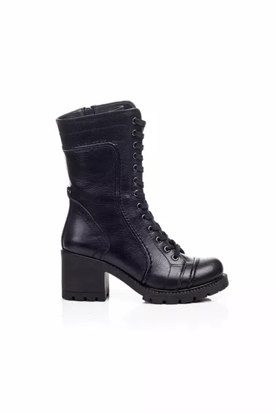 Genuine Leather Black Women Leather Postal Boots 