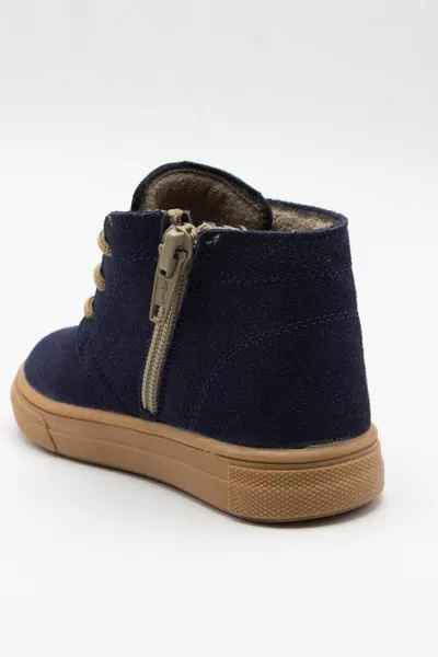 الدانتيل المتابعة سستة الجلود أحذية الطفل الأزرق الداكن