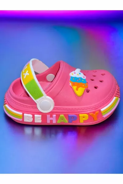 أطفال اللون الوردي الآيس كريم أحسب عدم زلة الصنادل النعال