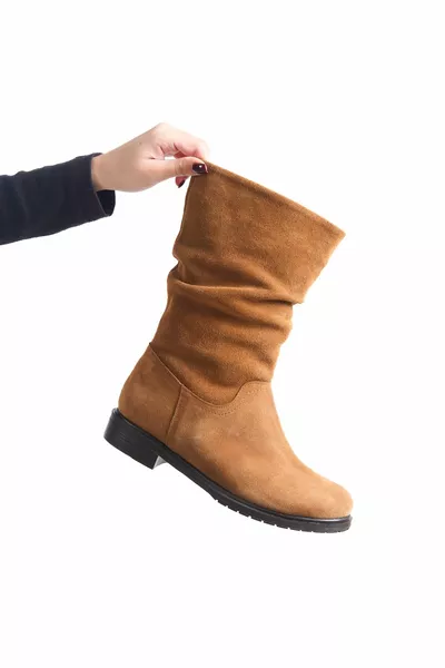 جلد طبيعي تان سويدي أحذية جلدية نسائية 